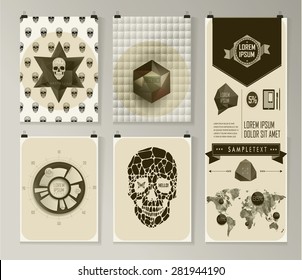Set of poster, flyer, brochure design templates. Infographic concept. Abstract modern backgrounds. 