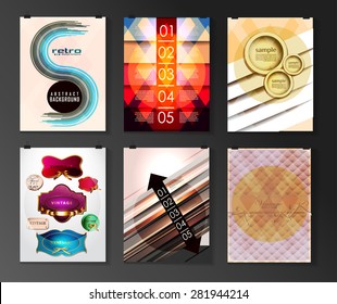 Set of poster, flyer, brochure design templates in different styles. Infographic concept. Retro design. Abstract modern backgrounds. 