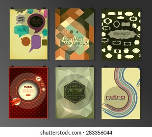 Set of poster, flyer, brochure design templates in different styles. Infographic concept. Retro design. Abstract modern backgrounds. 