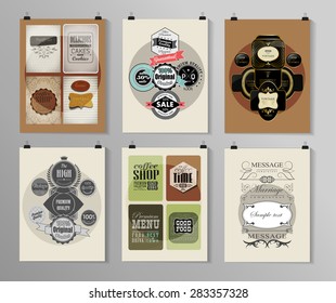 Set of poster, flyer, brochure design templates in different styles. Infographic concept. Retro design. Abstract modern backgrounds. 