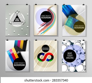 Set of poster, flyer, brochure design templates in different styles. Infographic concept. Retro design. Abstract modern backgrounds. 