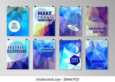 Set of poster, flyer, brochure design templates. Abstract modern polygonal backgrounds. 