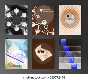 Set of poster, flyer, brochure design templates in different styles. Infographic concept. Retro design. Abstract modern backgrounds. 
