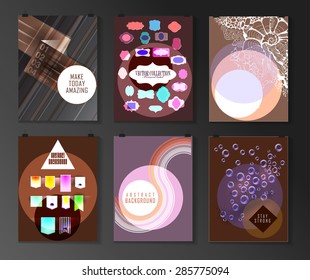 Set of poster, flyer, brochure design templates in different styles. Infographic concept. Retro design. Abstract modern backgrounds. 