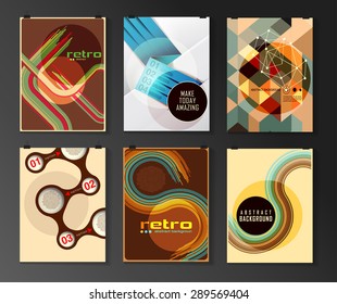 Set of poster, flyer, brochure design templates in different styles. Infographic concept. Retro design. Abstract modern backgrounds. 