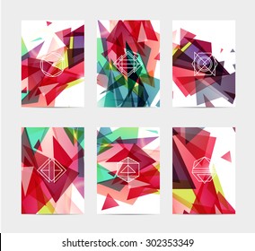 Set of poster, flyer, brochure design templates. Abstract modern polygonal backgrounds. user interface template set collection labels in geometric triangular pattern with trendy white thin line logos