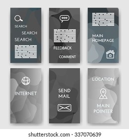 Set of poster, flyer, brochure design templates with Map Location, Mail, Internet, Homepage for web interface, Feedback Comment, Search  Infographic Concept. Abstract modern backgrounds for app. eps10