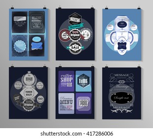 Set of poster, flyer, brochure design templates in different styles. Infographic concept. Retro design. Abstract modern backgrounds. 