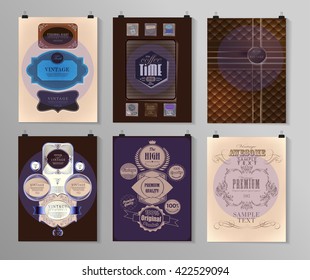 Set of poster, flyer, brochure design templates in different styles. Calligraphic and labels. Retro vintage design. 