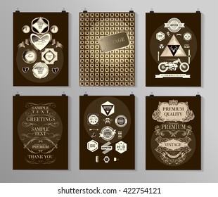 Set of poster, flyer, brochure design templates in different styles. Calligraphic and labels. Retro vintage design. 