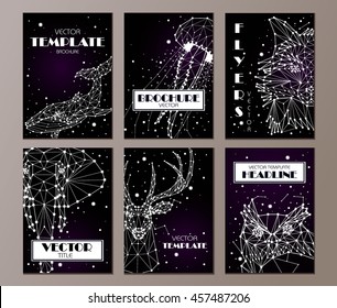 Set of poster, flyer, brochure design templates. abstract backgrounds constellation of animal, vector
