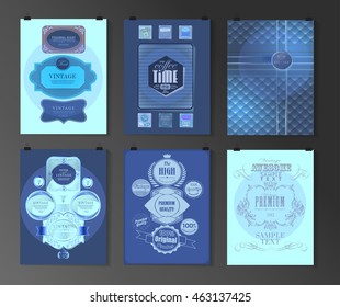 Set of poster, flyer, brochure design templates in different styles. Calligraphic and labels. Retro vintage design. 