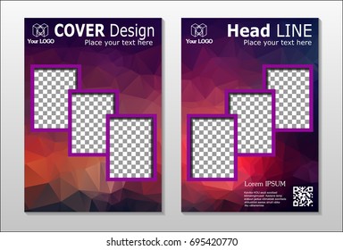 Set of poster, flyer, brochure design templates. Abstract modern polygonal backgrounds.