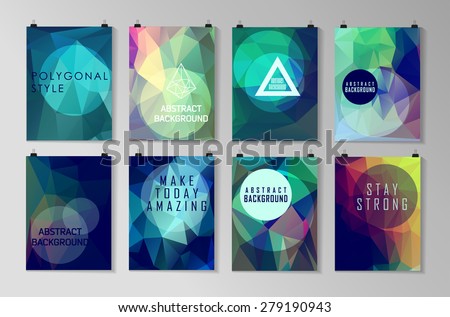 Set of poster, flyer, brochure design templates. Abstract modern polygonal backgrounds. 
