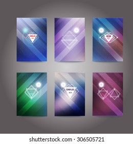 Set of poster, flyer, brochure  templates with abstract  polygonal art deco logo and label design