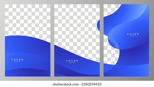 set of poster, flyer and cover blue gradient background with copy space area