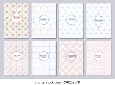 Set of poster, flyer, posters, banners, placards, brochure design templates A6 size. Graphic design templates for logo, labels and badges. Abstract geometric backgrounds. Retro Backgrounds.