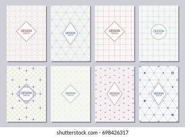 Set of poster, flyer, posters, banners, placards, brochure design templates A6 size. Graphic design templates for logo, labels and badges. Abstract geometric backgrounds. Retro Backgrounds.