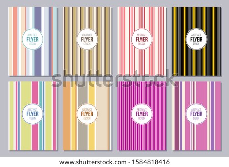 Set of poster, flyer, posters, banners, placards, brochure design templates A6 size. Graphic design templates. Abstract geometric vector color striped backgrounds, lines.