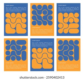 set of poster with geometric shapes pattern. brutalism, y2k, futuristic style. stars, liquid connected dots, line shapes. elements form, modern design for card, invitation, wallpaper, poster