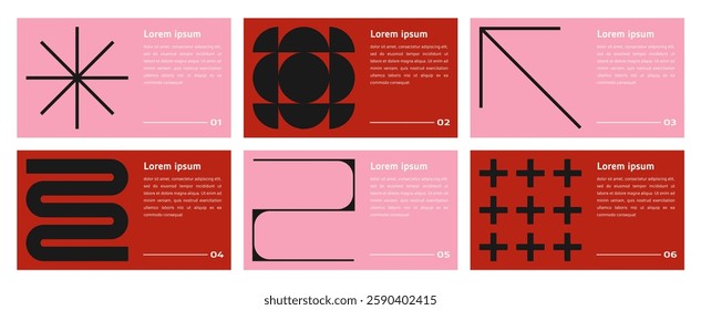 set of poster with geometric shapes pattern. brutalism, y2k, futuristic style. stars, liquid connected dots, line shapes. elements form, modern design for card, invitation, wallpaper, poster