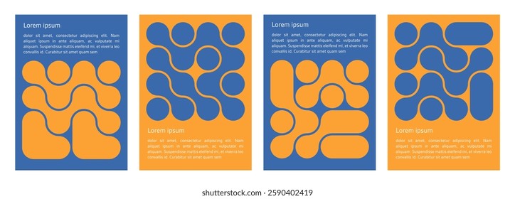 set of poster with geometric shapes pattern. brutalism, y2k, futuristic style. stars, liquid connected dots, line shapes. elements form, modern design for card, invitation, wallpaper, poster