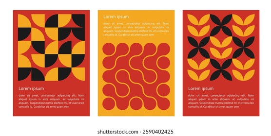 set of poster with geometric shapes pattern. brutalism, y2k, futuristic style. stars, liquid connected dots, line shapes. elements form, modern design for card, invitation, wallpaper, poster