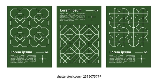 set of poster with line geometric shapes pattern. brutalism, y2k, futuristic style. stars, liquid connected dots, line shapes. elements form, modern design for card, invitation, wallpaper, poster