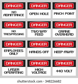 A set of poster on safety.
Danger sign,rectangular poster warning of character in the text version.