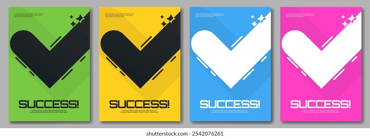 Set of poster. Success poster design. Vector illustration. Design for poster, banner, cover. 