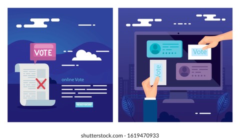 set poster of vote with icons vector illustration design