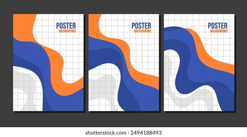 Set poster wavy background collection