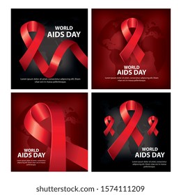set poster of world aids day with decoration