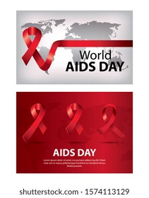 set poster of world aids day with decoration