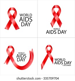 Set of poster World AIDS Day. Red Aids ribbons. Editable - very easy to use.