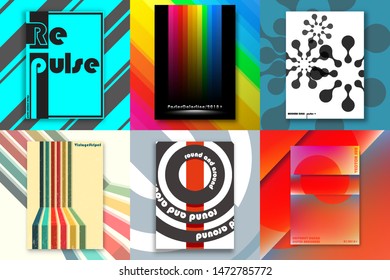 Set of posters with abstract design for flyer, poster, brochure cover, typography or other printing products. Vector illustration.