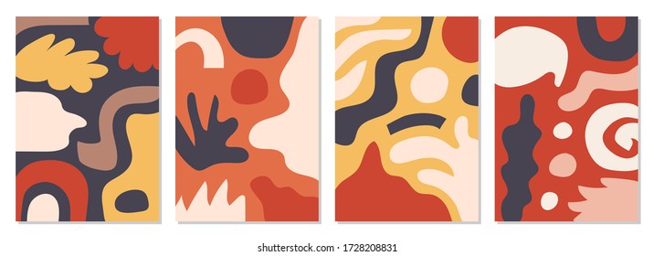 A set of posters with abstract figures and doodles. modern graphic design. Perfect for social media, poster, cover, invitation, brochure. Rectangular backgrounds, vector