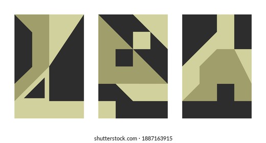 Set of posters, abstract geometric backgrounds for cover of brochure, booklet, flyer. Vector illustration