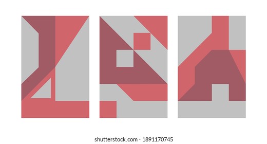 Set of posters, abstract geometric backgrounds for cover of brochure, booklet, flyer. Vector illustration