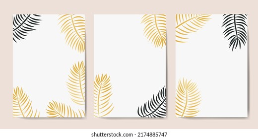 set of posters or banners with tropical palm leaves. vector illustration for printing vector poster, banner, leaflet design.