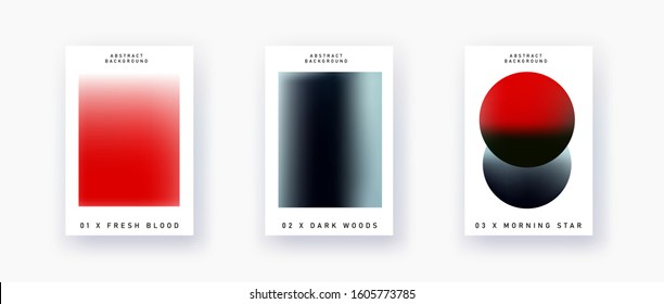 Set of posters with blurry vibrant shapes. Minimal contemorary style covers for art exhibition or music event.