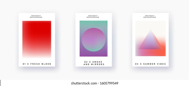 Set of posters with blurry vibrant shapes. Minimal contemorary style covers for art exhibition or music event.