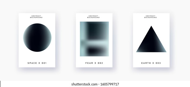 Set of posters with blurry vibrant shapes. Minimal contemorary style covers for art exhibition or music event.