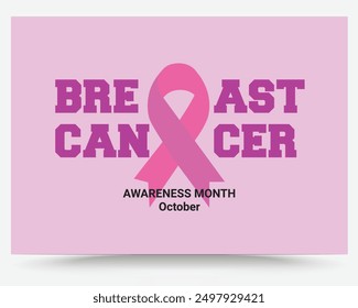 Set of posters with for breast cancer awareness month in october. Realistic pink ribbon symbol.