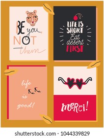 Set of posters / cards for girls.
