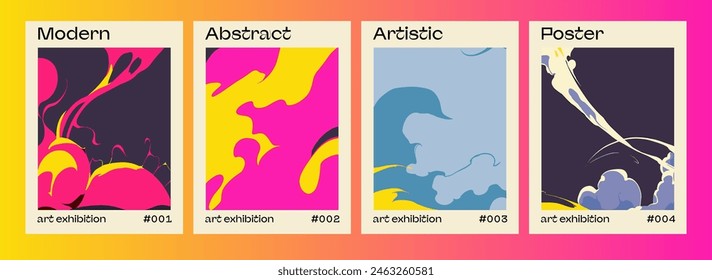 Set of posters with cartoon comic book style colorful dynamic visual effects of wind and dust.