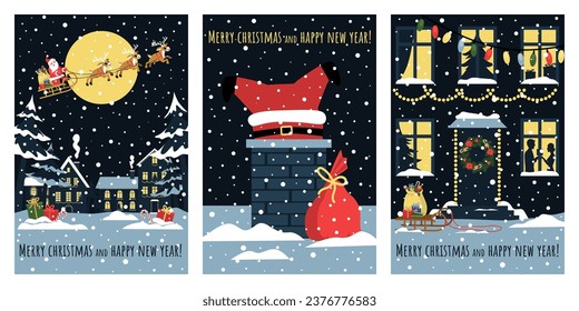 A set of posters for Christmas and New Year.