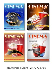 A set of posters for the cinema. Vector illustration