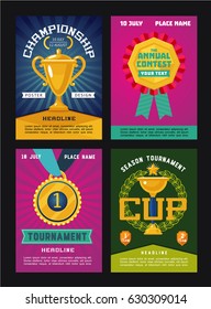 Set of posters for competitions with trophy and awards.