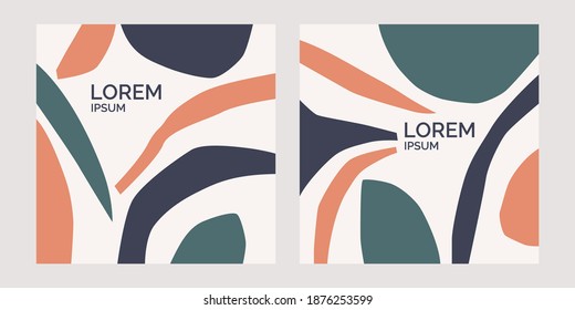 A set of posters. A composition with abstract elements in a popular style. Background for your design. Poster for a blog and website. Fashionable vector illustration.